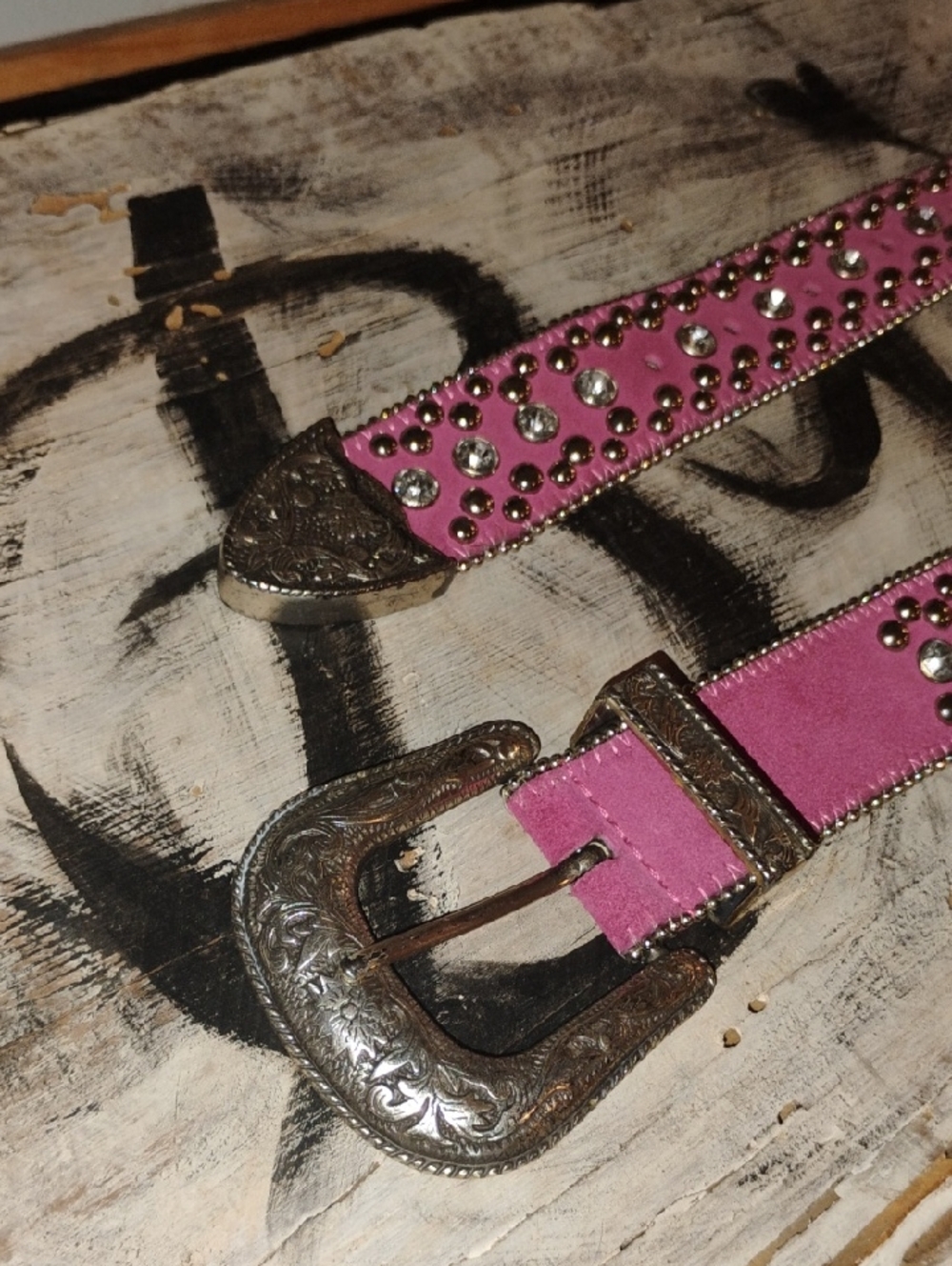 Pink Studded Western Belt with Rhinestones